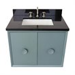 Stora Solid Wood Wall Mount Rectangle Sink Vanity with Black Top in Blue