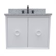 Stora Solid Wood Wall Mount Rectangle Sink Vanity with Gray Top in White