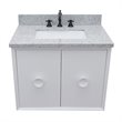 Stora Solid Wood Wall Mount Rectangle Sink Vanity with Gray Top in White