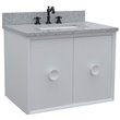 Stora Solid Wood Wall Mount Rectangle Sink Vanity with Gray Top in White