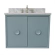 Stora Solid Wood Wall Mount Rectangle Sink Vanity with White Top in Blue