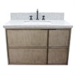Scandi Solid Wood Wall Mount Rectangle Sink Vanity with Gray Top in Brown