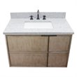 Scandi Solid Wood Wall Mount Rectangle Sink Vanity with Gray Top in Brown