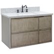 Scandi Solid Wood Wall Mount Rectangle Sink Vanity with Gray Top in Brown