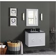 Stora Solid Wood Wall Mount Rectangle Sink Vanity with Black Top in White