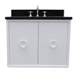 Stora Solid Wood Wall Mount Rectangle Sink Vanity with Black Top in White