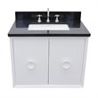 Stora Solid Wood Wall Mount Rectangle Sink Vanity with Black Top in White