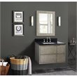 Scandi Solid Wood Wall Mount Rectangle Sink Vanity with Black Top in Brown