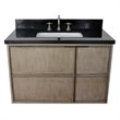 Scandi Solid Wood Wall Mount Rectangle Sink Vanity with Black Top in Brown