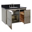 Scandi Solid Wood Wall Mount Rectangle Sink Vanity with Black Top in Brown