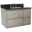 Scandi Solid Wood Wall Mount Rectangle Sink Vanity with Black Top in Brown