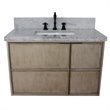 Scandi Solid Wood Wall Mount Rectangle Sink Vanity with White Top in Brown
