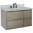 Scandi Solid Wood Wall Mount Rectangle Sink Vanity with White Top in Brown