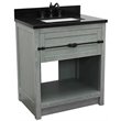 Plantation Solid Wood Single Rectangle Sink Vanity in Gray Ash/Black Galaxy