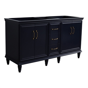 60 in. Double Wooden Vanity Blue  Cabinet Only