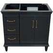 36 in. Single Wooden Vanity  Dark Gray Finish Right Door Cabinet Only
