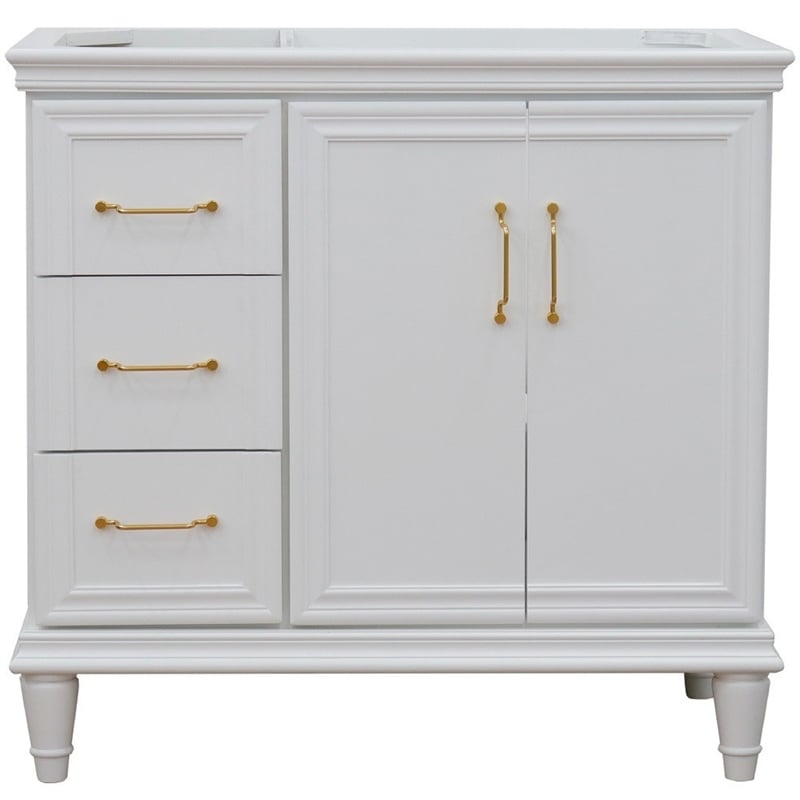 36 in. Single Wooden Vanity  White Finish Right Door Cabinet Only