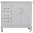 36 in. Single Wooden Vanity  White Finish Right Door Cabinet Only