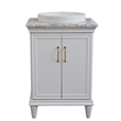 25 in. Single Wooden Vanity  White with White Carrara Round Sink