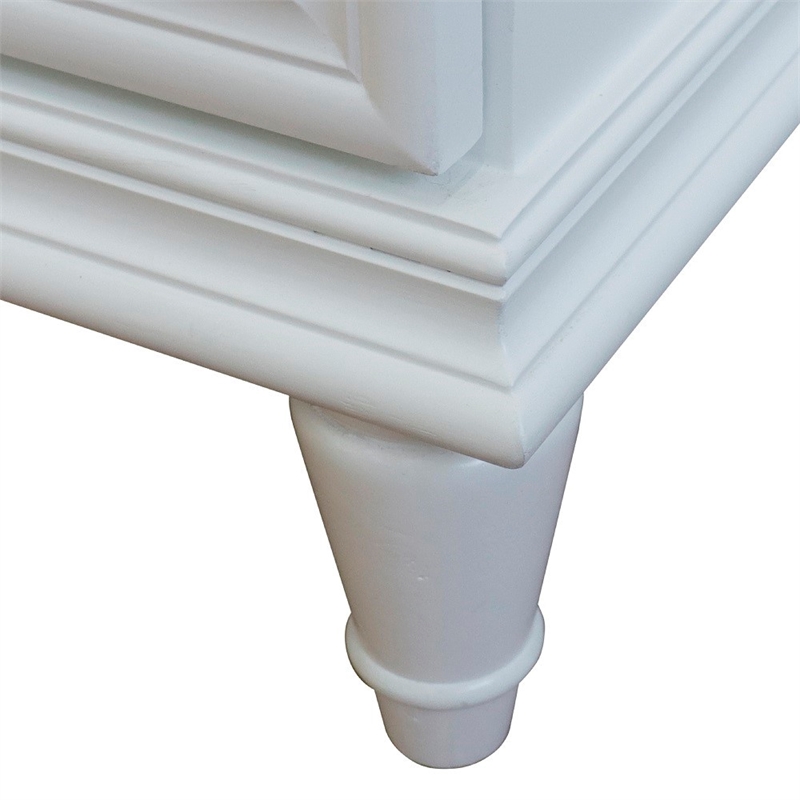 25 in. Single Wooden Vanity  White with White Carrara Round Sink