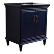 31 in. Single Wooden Vanity  Blue with Black Galaxy Rectangle Sink