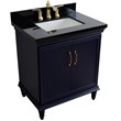 31 in. Single Wooden Vanity  Blue with Black Galaxy Rectangle Sink
