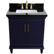 31 in. Single Wooden Vanity  Blue with Black Galaxy Rectangle Sink