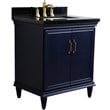 31 in. Single Wooden Vanity  Blue with Black Galaxy Rectangle Sink