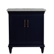 31 in. Single Wooden Vanity  Blue with Gray Granite Oval Sink