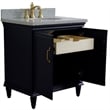31 in. Single Wooden Vanity  Blue with Gray Granite Oval Sink