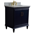 31 in. Single Wooden Vanity  Blue with Gray Granite Oval Sink