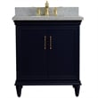 31 in. Single Wooden Vanity  Blue with Gray Granite Oval Sink