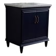 31 in. Single Wooden Vanity  Blue with Gray Granite Oval Sink