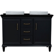 49 in. Double Wooden Vanity Dark Gray with Black Galaxy Rectangle Sink