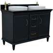 49 in. Double Wooden Vanity Dark Gray with Black Galaxy Rectangle Sink