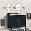 49 in. Double Wooden Vanity Dark Gray with Black Galaxy Rectangle Sink