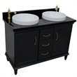 49 in. Double Wooden Vanity Dark Gray with Black Galaxy Rectangle Sink