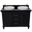 49 in. Double Wooden Vanity Dark Gray with Black Galaxy Rectangle Sink