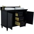 49 in. Double Wooden Vanity Dark Gray with Black Galaxy Rectangle Sink