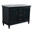49 in. Double Wooden Vanity Dark Gray with Gray Granite Oval Sink