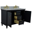 49 in. Double Wooden Vanity Dark Gray with Gray Granite Oval Sink
