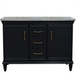 49 in. Double Wooden Vanity Dark Gray with Gray Granite Oval Sink
