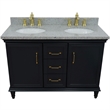 49 in. Double Wooden Vanity Dark Gray with Gray Granite Oval Sink