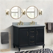 49 in. Double Wooden Vanity Dark Gray with Gray Granite Oval Sink