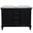 49 in. Double Wooden Vanity Dark Gray with Gray Granite Rectangle Sink