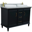 49 in. Double Wooden Vanity Dark Gray with Gray Granite Rectangle Sink