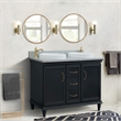 49 in. Double Wooden Vanity Dark Gray with Gray Granite Rectangle Sink