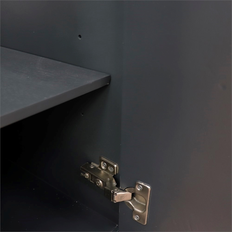 49 in. Double Wooden Vanity Dark Gray with Gray Granite Rectangle Sink
