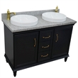 49 in. Double Wooden Vanity Dark Gray with Gray Granite Rectangle Sink