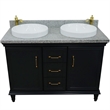 49 in. Double Wooden Vanity Dark Gray with Gray Granite Rectangle Sink